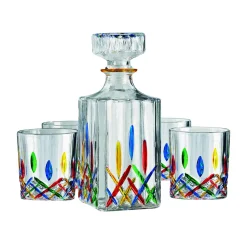 New Godinger Venice 5 Piece Whiskey Decanter Set