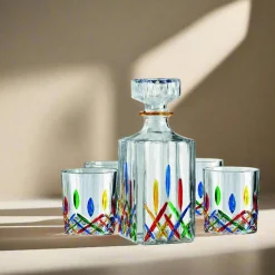 New Godinger Venice 5 Piece Whiskey Decanter Set