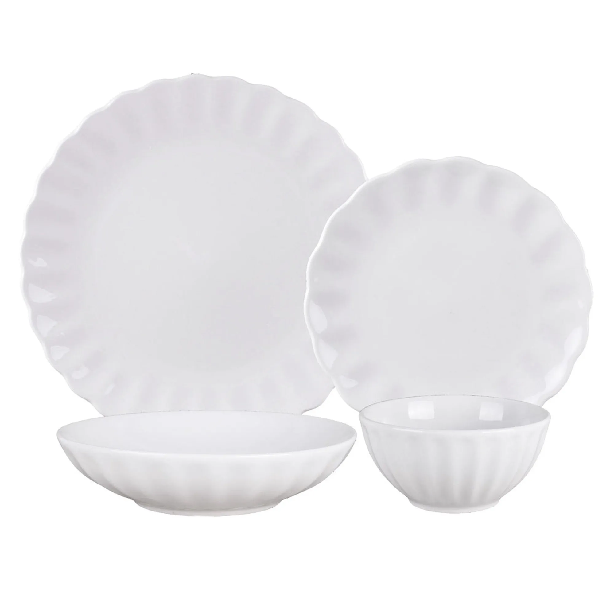 New Godinger Viera Porcelain 16 Piece Dinnerware Set, Service for 4