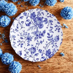 Hot Godinger Vintage Bluetiful Floral Scalloped Dinner Plate
