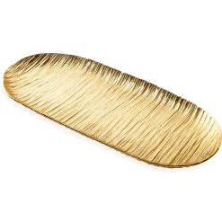 New Godinger Wadi Gold Textured Oval Tray