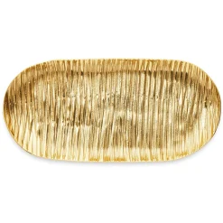 New Godinger Wadi Gold Textured Oval Tray