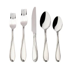 Best Godinger Wave Sandblasted 18/0 Stainless Steel 20 Piece Flatware Set, Service For 4
