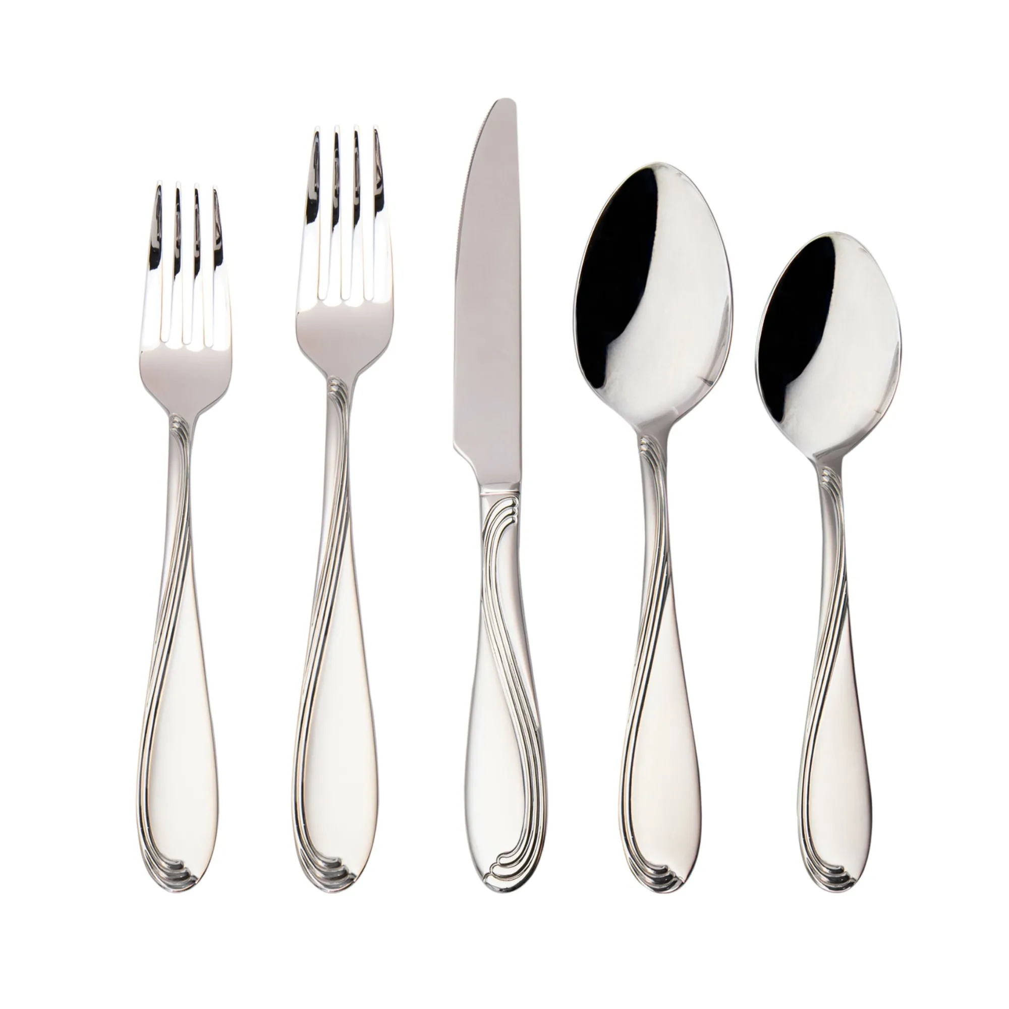 Best Godinger Wave Sandblasted 18/0 Stainless Steel 20 Piece Flatware Set, Service For 4