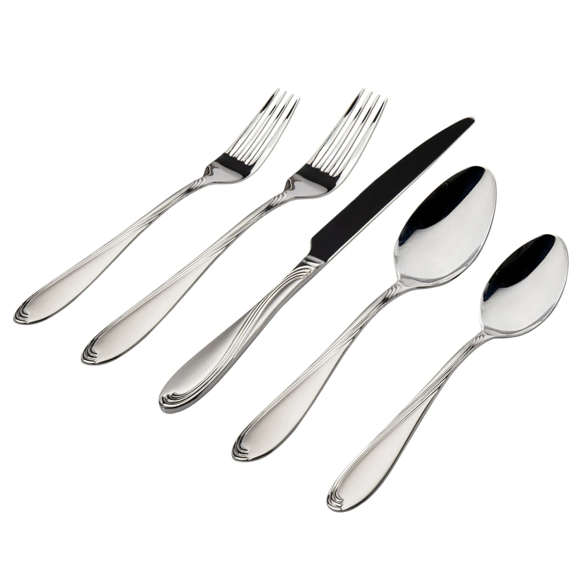 Best Godinger Wave Sandblasted 18/0 Stainless Steel 20 Piece Flatware Set, Service For 4
