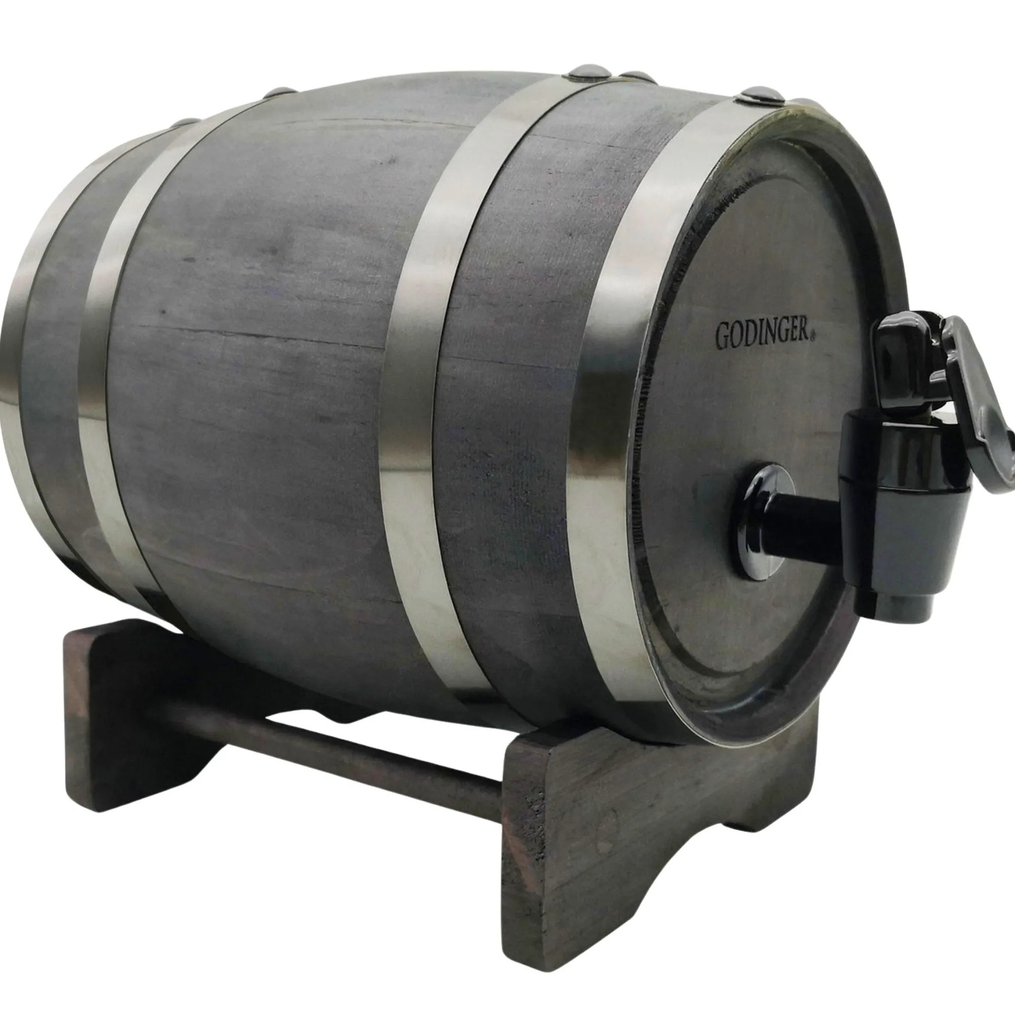 Clearance Godinger Whiskey Barrel Dispenser Black & Black