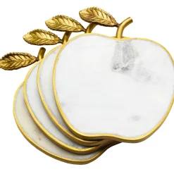 Hot Godinger White Marble Apple Coaster Set