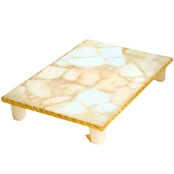 Outlet Godinger White Quartz Gold Edge Raised Challah Board