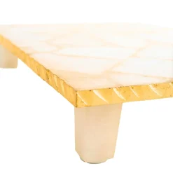 Outlet Godinger White Quartz Gold Edge Raised Challah Board