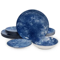 Outlet Godinger Wingate Blue Porcelain 12 Piece Dinnerware Set, Service For 4