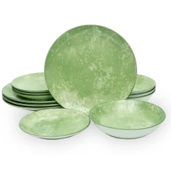 Best Godinger Wingate Lime Porcelain 12 Piece Dinnerware Set, Service For 4